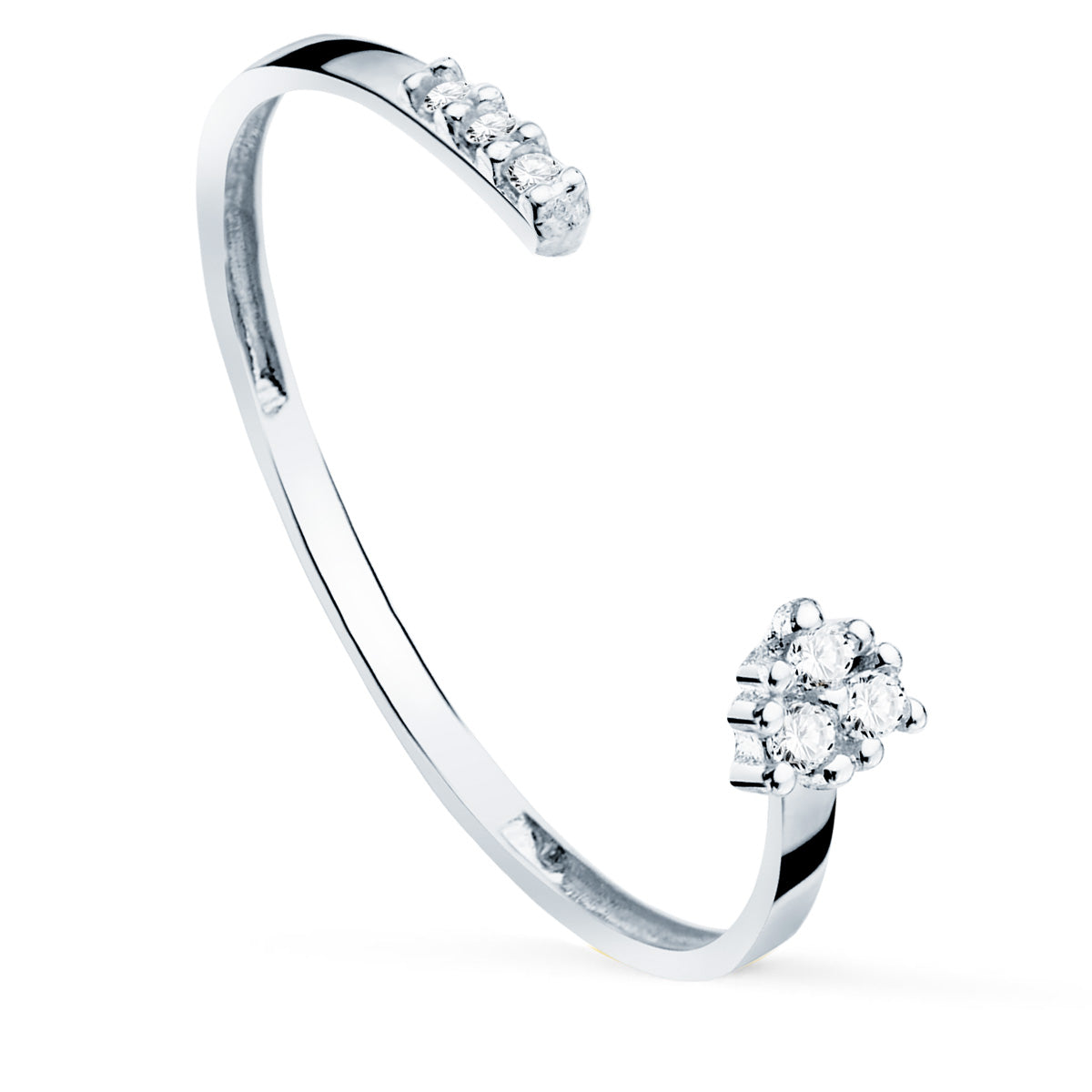 18K SORTIJA DIAMANTES 0.040 QT ORO BLANCO CUERPO 1.10 MM S2