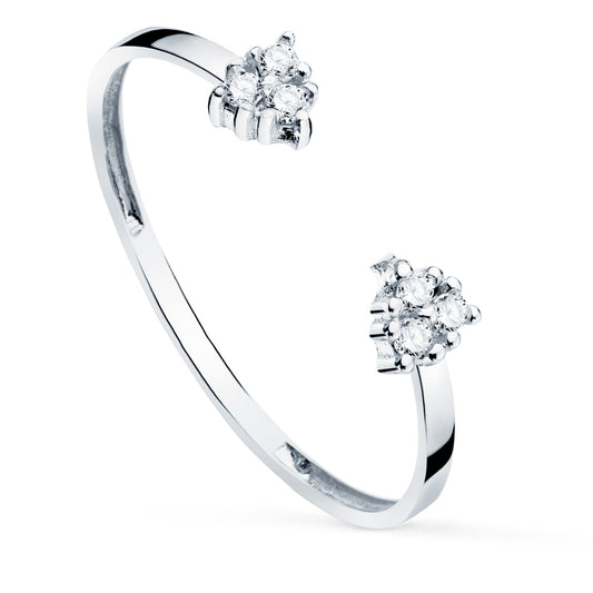 18K SORTIJA ORO BLANCO DIAMANTES 0.0480 QTS. CUERPO 1.10 MM