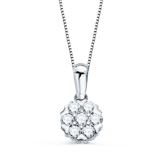 18K COLLAR ORO BLANCO 7 MM DIAMANTES LABORATORIO 0,300 QTS G-VS2 CADENA 42-3CM