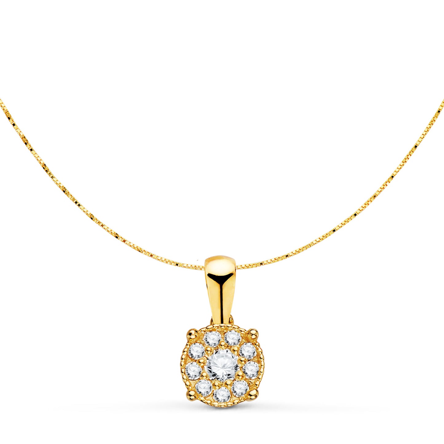 18K COLGANTE ORO AMARILLO CON DIAMANTES LABORATORIO 0,182 QTS - VS2 G. MED: 6.5MM. CADENA 42-3CM