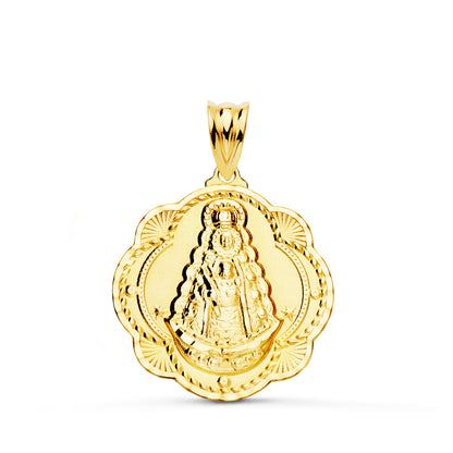 18K MEDALLA ORO AMARILLO VIRGEN DEL ROCIO PANDERETA 25X22 MM