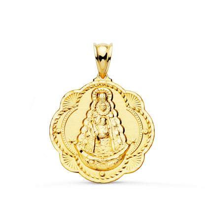 18K MEDALLA ORO AMARILLO VIRGEN DEL ROCIO PANDERETA 26X24 MM
