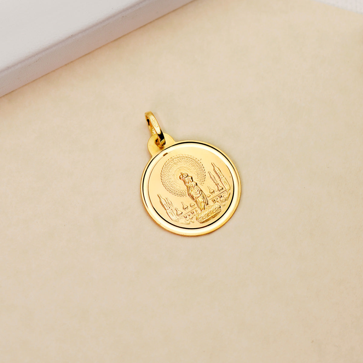 18K MEDALLA ORO AMARILLO VIRGEN DEL PILAR BISEL 20 MM