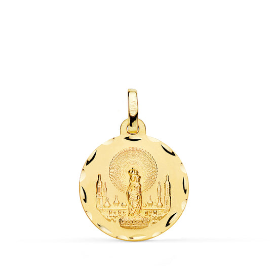 18K MEDALLA ORO AMARILLO VIRGEN DEL PILAR TALLADA 18 MM
