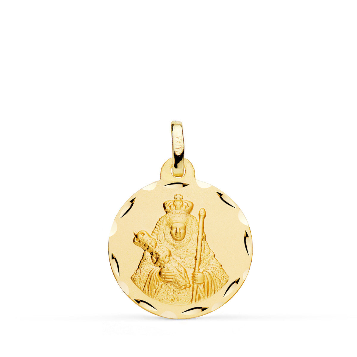 18K MEDALLA ORO AMARILLO NUESTRA SEÑORA DE LA CANDELARIA TALLADA 18 MM