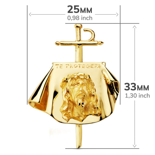 18K COLGANTE ORO AMARILLO CRISTO DE TOREROS 34X25 MM