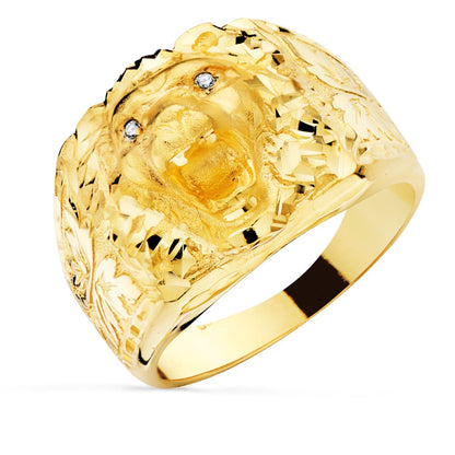 18K SELLO ORO AMARILLO CABEZA DE LEON. ANCHO 15 MM