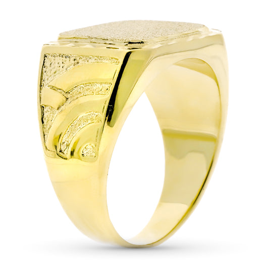 9K SELLO ORO AMARILLO CABALLERO FORRADO RECTANGULAR. ZONA GRABADO: 9X19 MM