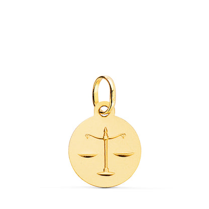 18K MEDALLA ORO AMARILLO HOROSCOPO ORO AMARILLO ORO AMARILLO LIBRA MATIZADA 13 MM