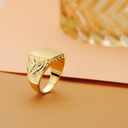 18K SELLO ORO AMARILLO CABALLERO MACIZO TALLADO ZONA GRABADO: 14X14 MM