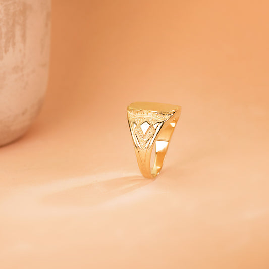18K SELLO ORO AMARILLO CABALLERO MACIZO TALLADO ZONA GRABADO: 15X12 MM