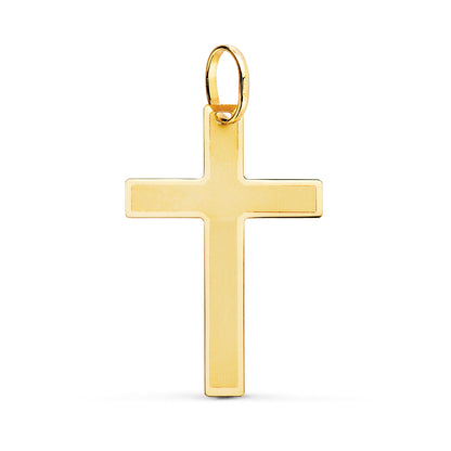 18K CRUZ ORO AMARILLO BRILLO Y MATE SIN CRISTO 29X20 MM