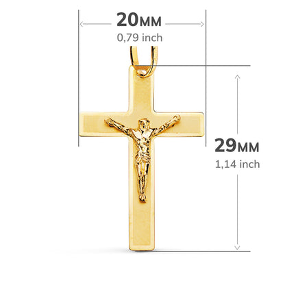18K CRUZ ORO AMARILLO CON CRISTO MATIZADA 29X20 MM