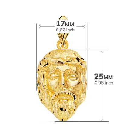 18K COLGANTE ORO AMARILLO CABEZA DE CRISTO 25X17 MM