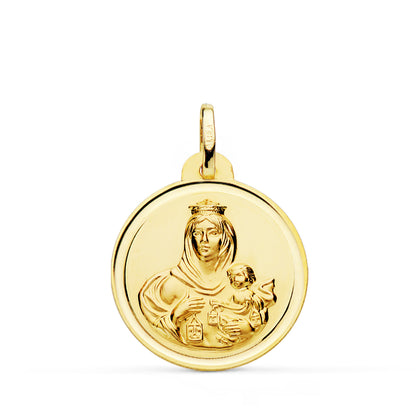 9K ESCAPULARIO ORO AMARILLO VIRGEN DEL CARMEN CORAZON DE JESUS BISEL 22 MM
