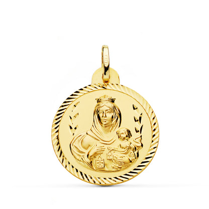 18K ESCAPULARIO ORO AMARILLO HELICE VIRGEN CARMEN Y CORAZON DE JESUS 24 MM