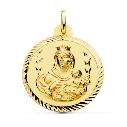18K ESCAPULARIO ORO AMARILLO HELICE VIRGEN CARMEN Y CORAZON DE JESUS 30 MM