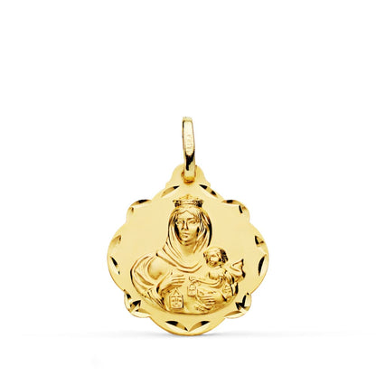 18K ESCAPULARIO ORO AMARILLO VIRGEN DEL CARMEN Y CORAZON DE JESUS 20 MM