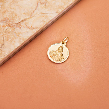 18K MEDALLA ORO AMARILLO VIRGEN DEL CARMEN BISEL 20 MM