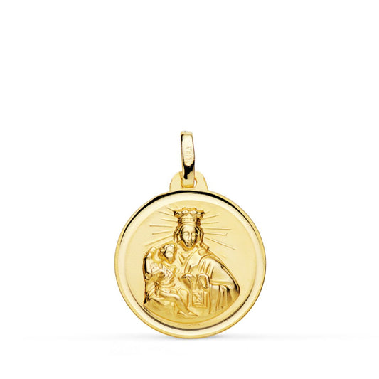 18K MEDALLA ORO AMARILLO VIRGEN MARIA DEL CARMEN BISEL 18 MM