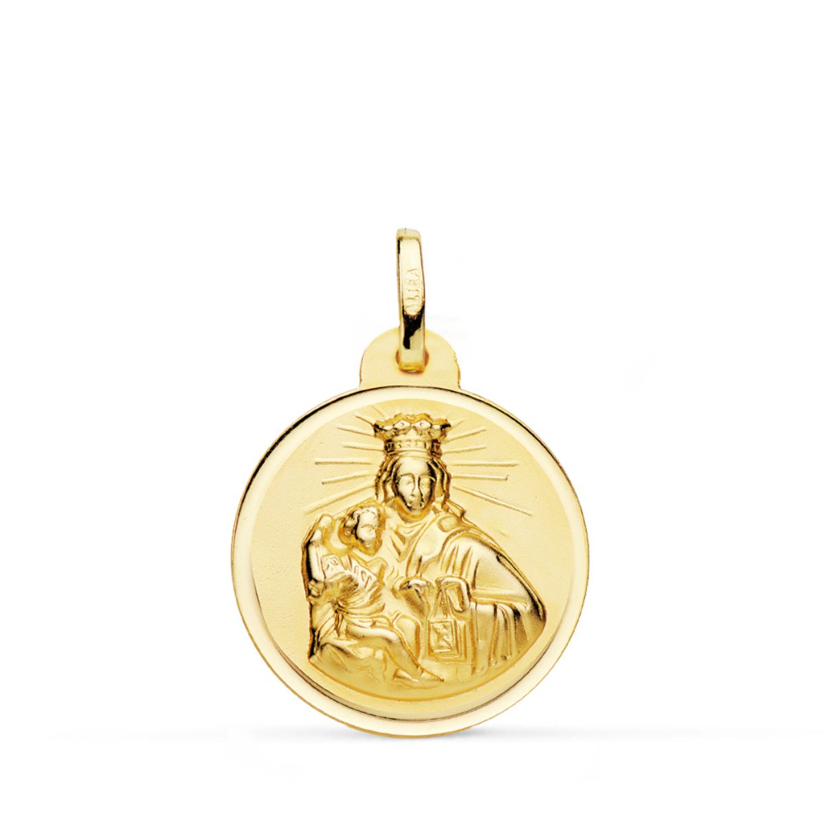 18K MEDALLA ORO AMARILLO VIRGEN MARIA DEL CARMEN 24 MM