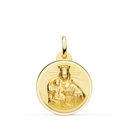18K MEDALLA ORO AMARILLO VIRGEN MARIA DEL CARMEN 24 MM
