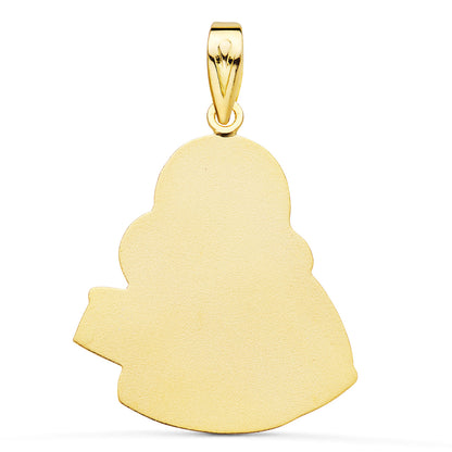18K MEDALLA ORO AMARILLO VIRGEN DEL CARMEN SILUETA TALLADA 25X23 MM