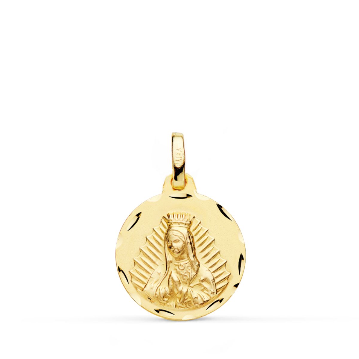 18K MEDALLA ORO AMARILLO VIRGEN DE GUADALUPE TALLADA 16 MM