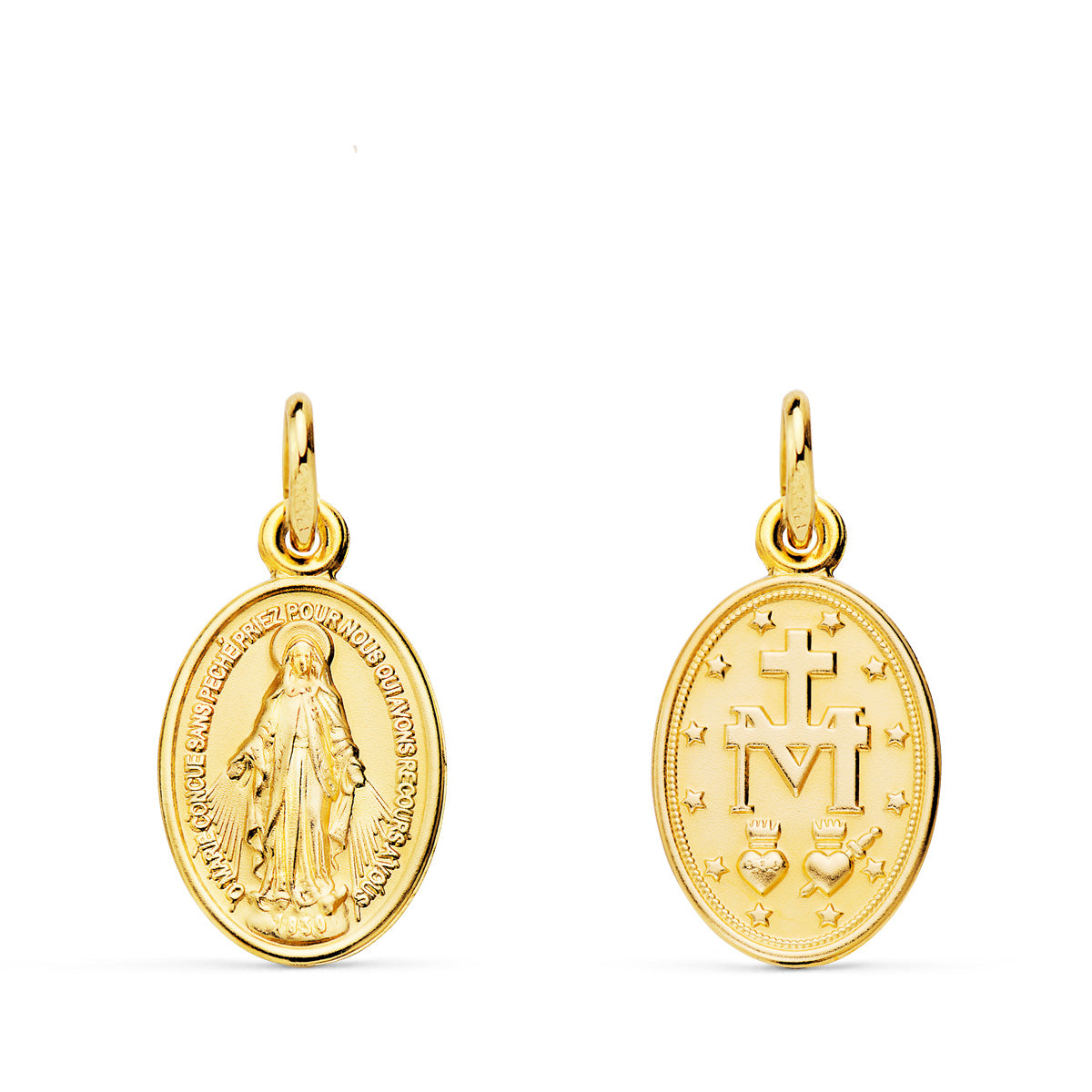 18K MEDALLA ORO AMARILLO VIRGEN MILAGROSA OVAL 17 X 10 MM