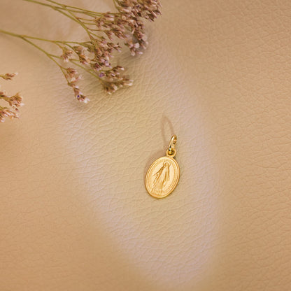 18K MEDALLA ORO AMARILLO VIRGEN MILAGROSA OVAL 17 X 10 MM