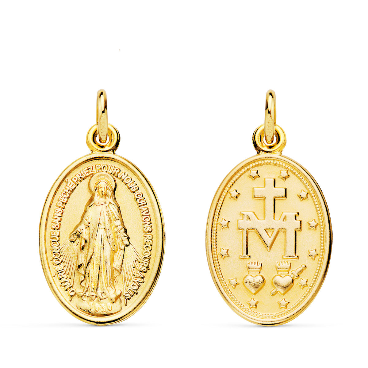 18K MEDALLA ORO AMARILLO VIRGEN MILAGROSA OVAL 24 X 14 MM