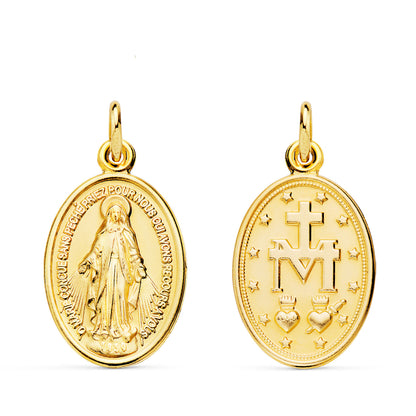 18K MEDALLA ORO AMARILLO VIRGEN MILAGROSA OVAL 24 X 14 MM