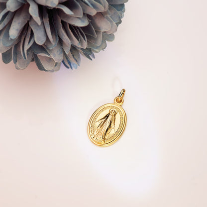 18K MEDALLA ORO AMARILLO VIRGEN MILAGROSA OVAL 24 X 14 MM