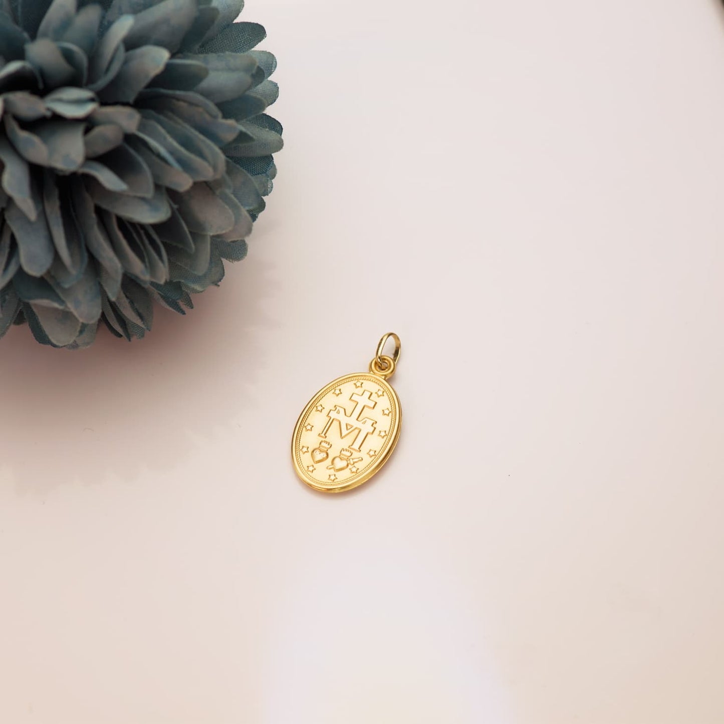 18K MEDALLA ORO AMARILLO VIRGEN MILAGROSA OVAL 24 X 14 MM
