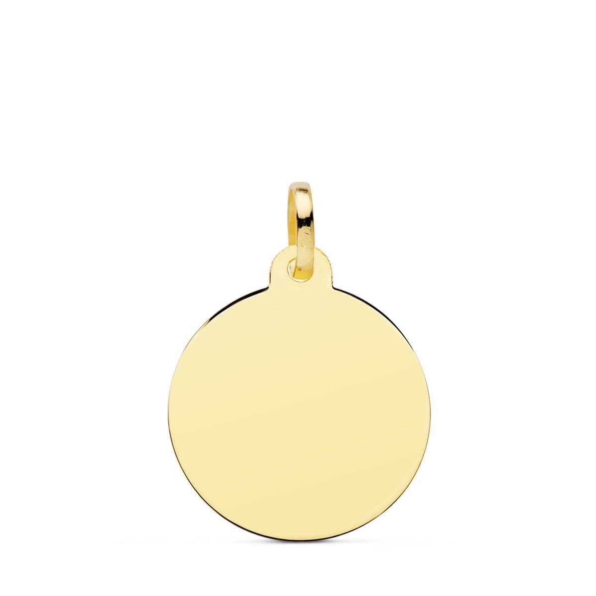 18K PLACA CHAPA DISCO ORO AMARILLO LISO BRILLO 18 MM