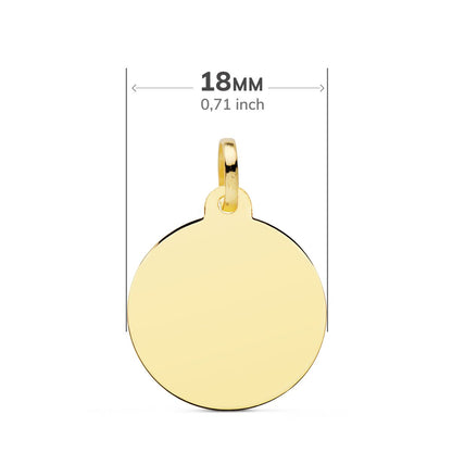 18K PLACA CHAPA DISCO ORO AMARILLO LISO BRILLO 18 MM