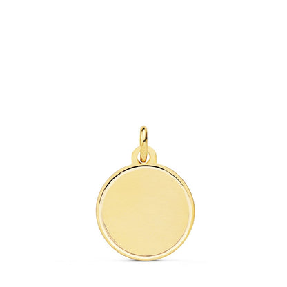 18K PLACA CHAPA DISCO ORO AMARILLO MATE BISEL 14 MM