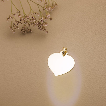 18K PLACA CHAPA ORO AMARILLO CORAZON BRILLO 28X28 MM C. AMOR