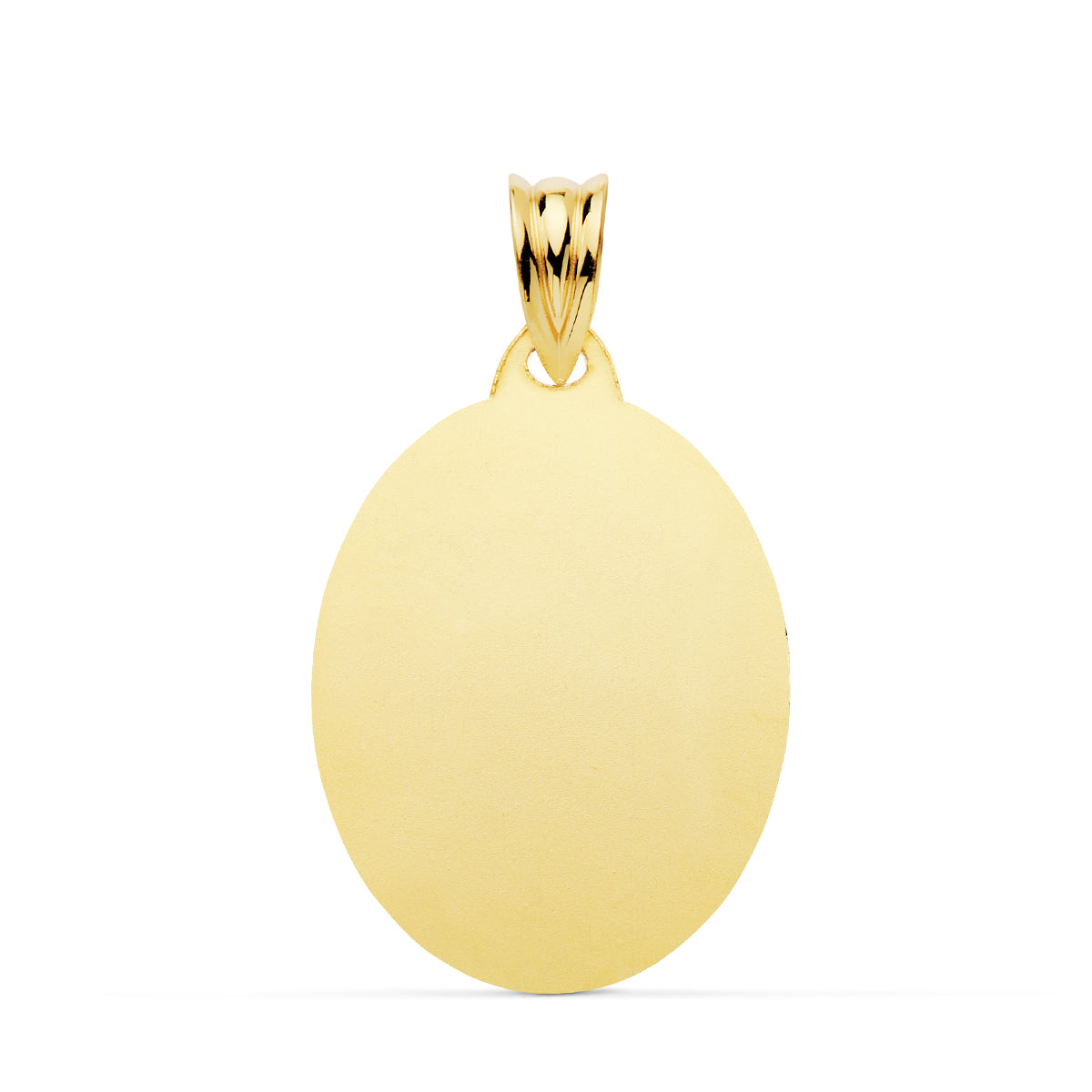 18K PLACA CHAPA OVAL ORO AMARILLO BRILLO 23X18 MM