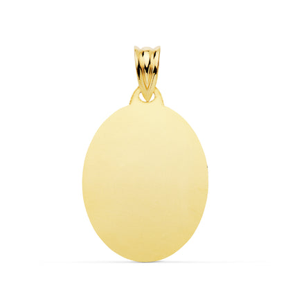 18K PLACA CHAPA OVAL ORO AMARILLO BRILLO 23X18 MM