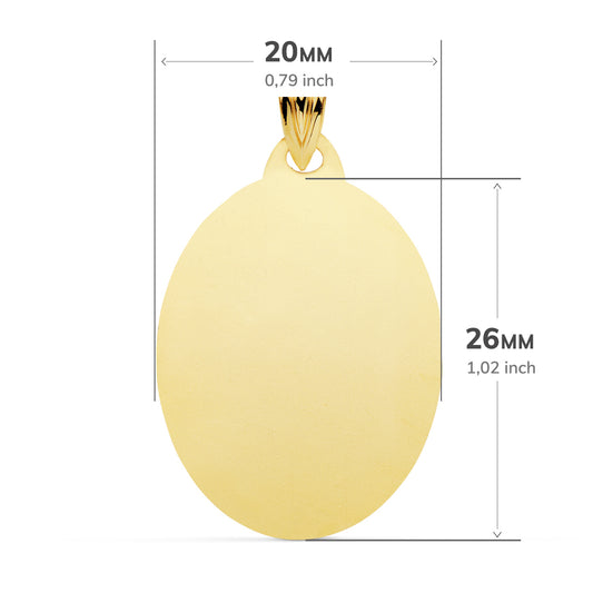 18K PLACA CHAPA OVAL ORO AMARILLO BRILLO 26X20 MM
