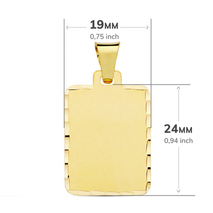 18K PLACA CHAPA ORO AMARILLO MATE TALLADA 24X19 MM
