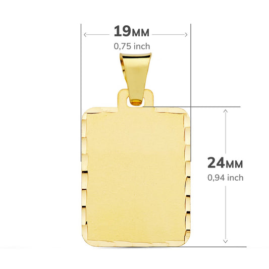18K PLACA CHAPA ORO AMARILLO MATE TALLADA 24X19 MM