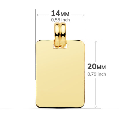 18K PLACA CHAPA LISA ORO AMARILLO EN BRILLO LIGERA. MEDIDA: 20X14 MM
