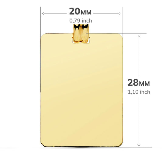 18K PLACA CHAPA ORO AMARILLO BRILLO LISA 28X20 MM