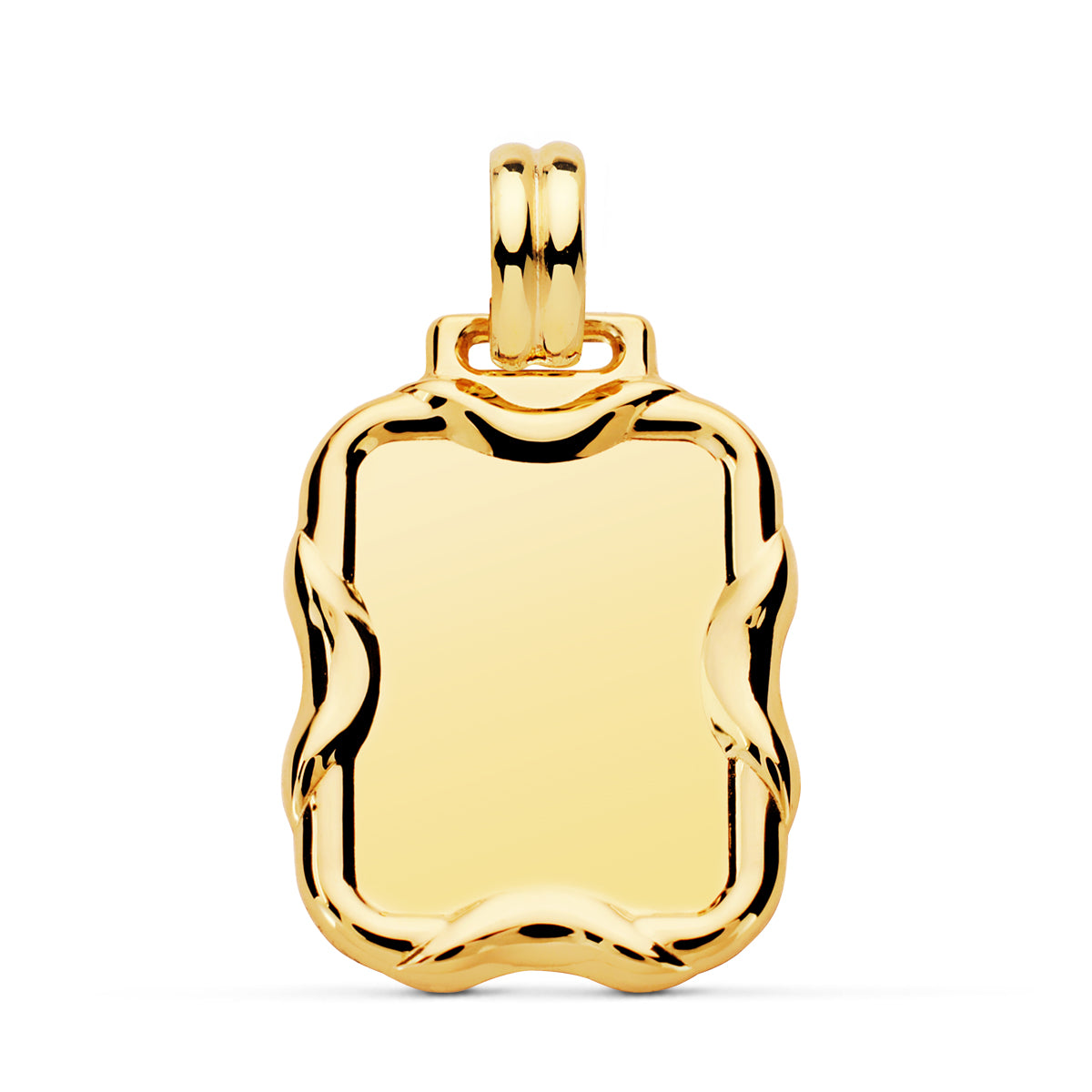 18K PLACA CHAPA RECTANGULAR ORO AMARILLO BRILLO 26X21 MM