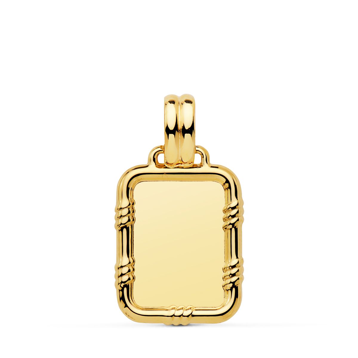 18K PLACA CHAPA ORO AMARILLO BRILLO CON BORDE 19X15 MM