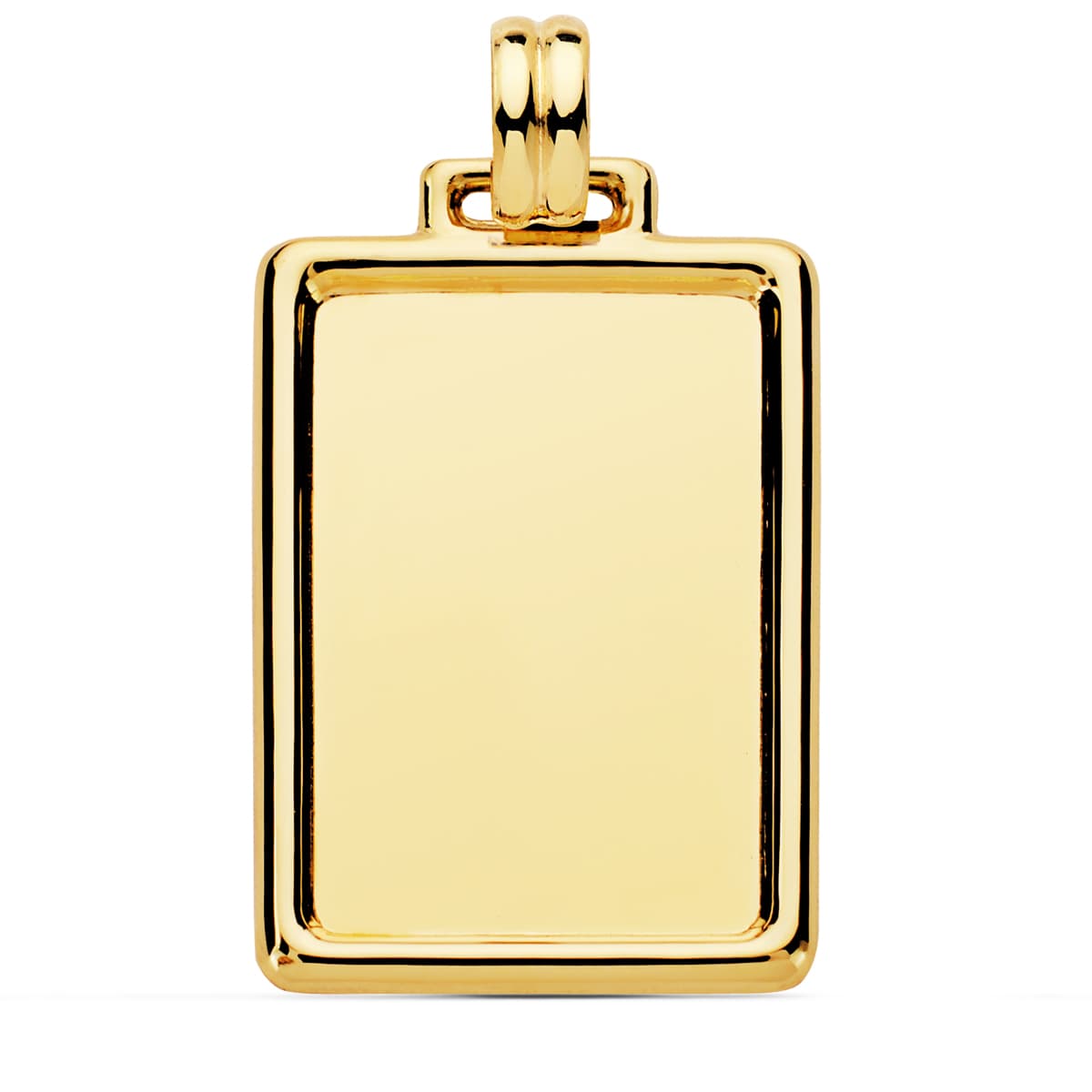 18K PLACA CHAPA LISA BRILLO BORDE ORO AMARILLO 31X23 MM