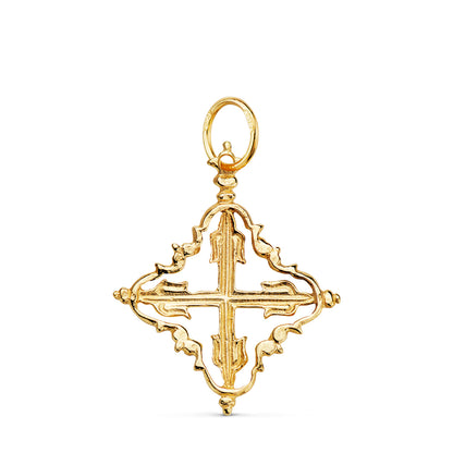 18K COLGANTE ORO AMARILLO CRUZ MALLORQUINA 26 X 22 MM