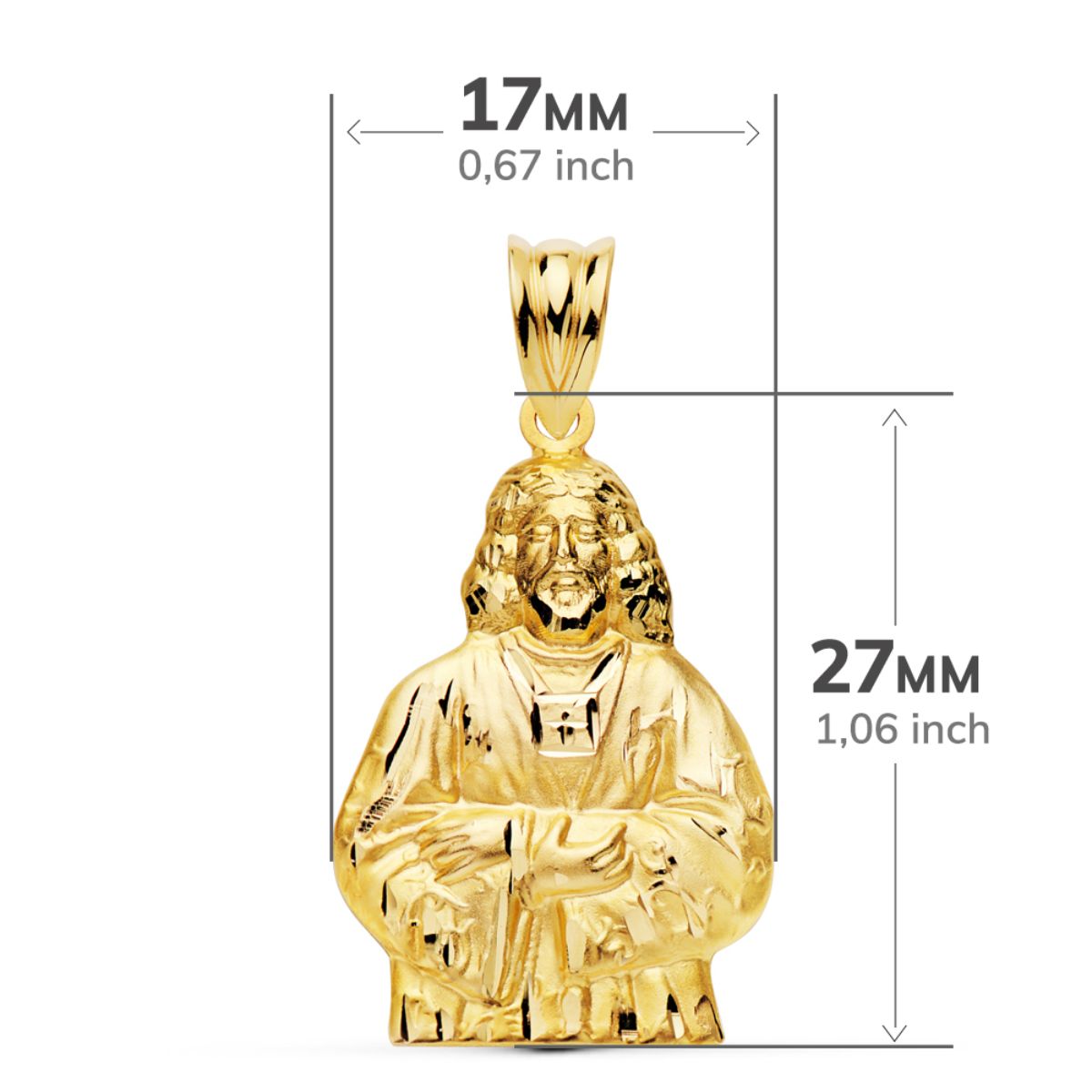 18K COLGANTE ORO AMARILLO CRISTO MEDINACELI SILUETA. 27 X 17 MM
